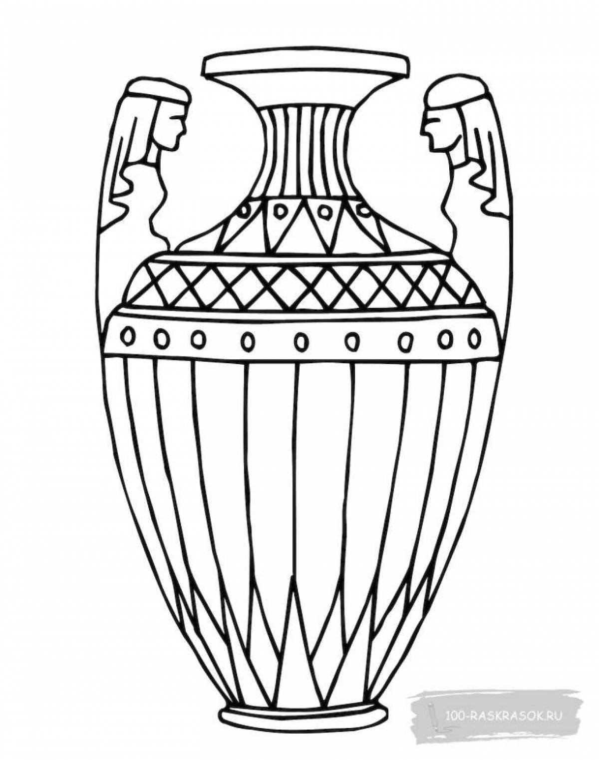 Фото Затейливая древнегреческая ваза-раскраска