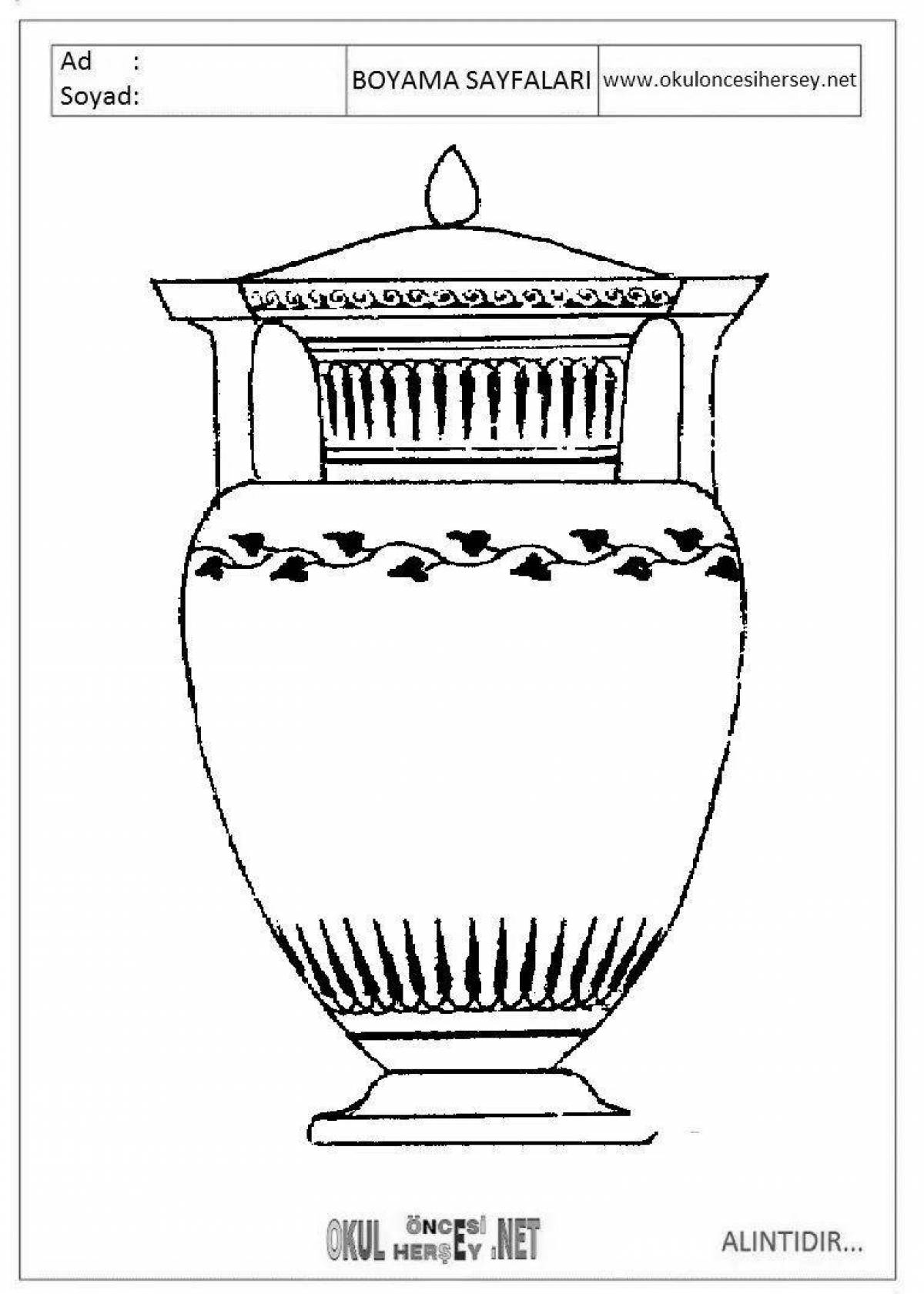 Фото Подробная раскраска древнегреческой вазы