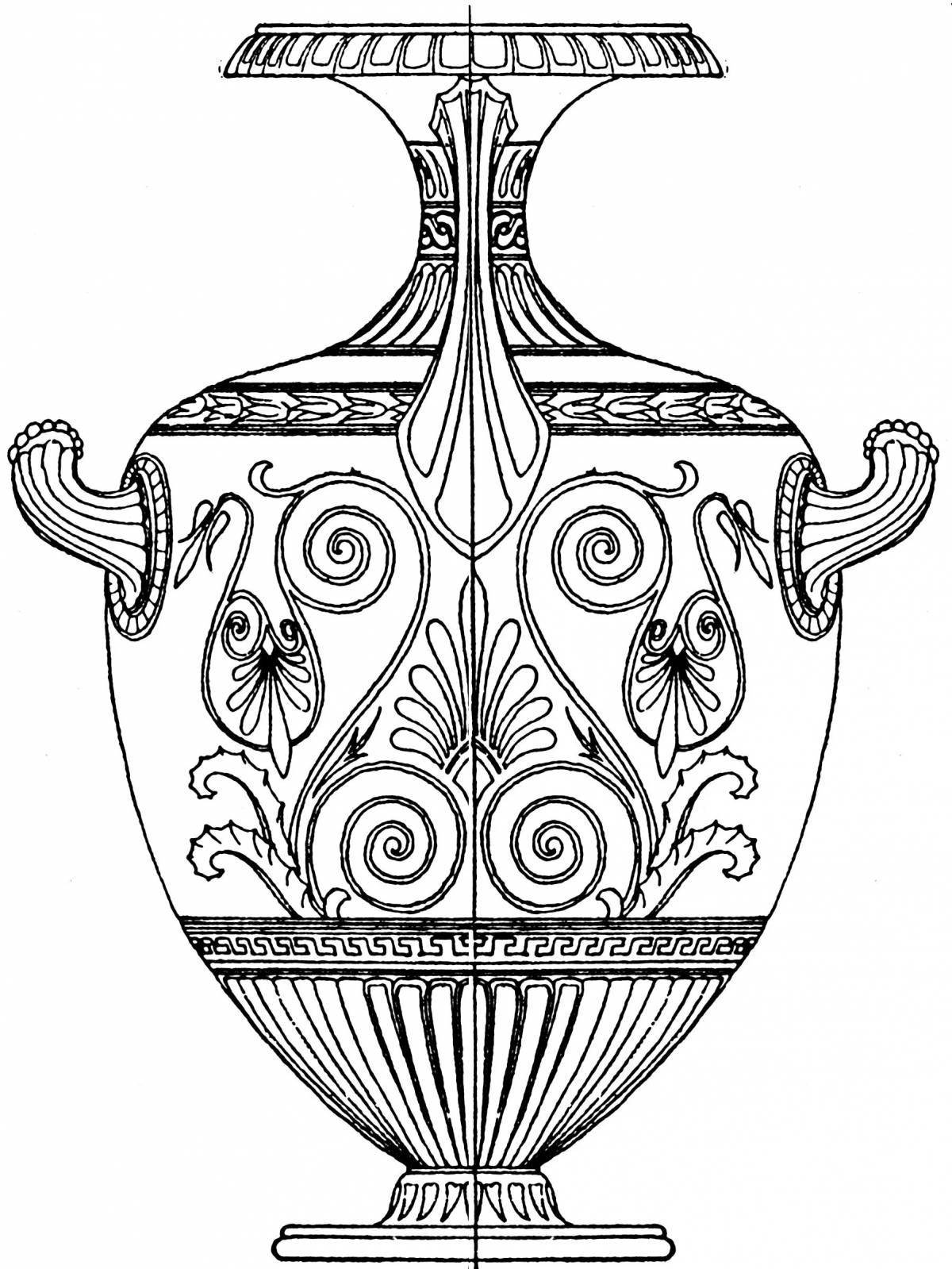 Фото Раскраска украшенная древнегреческая ваза