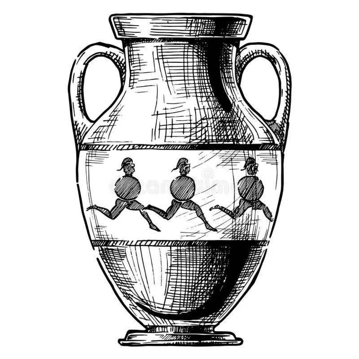 Фото Раскраска элегантная древнегреческая ваза