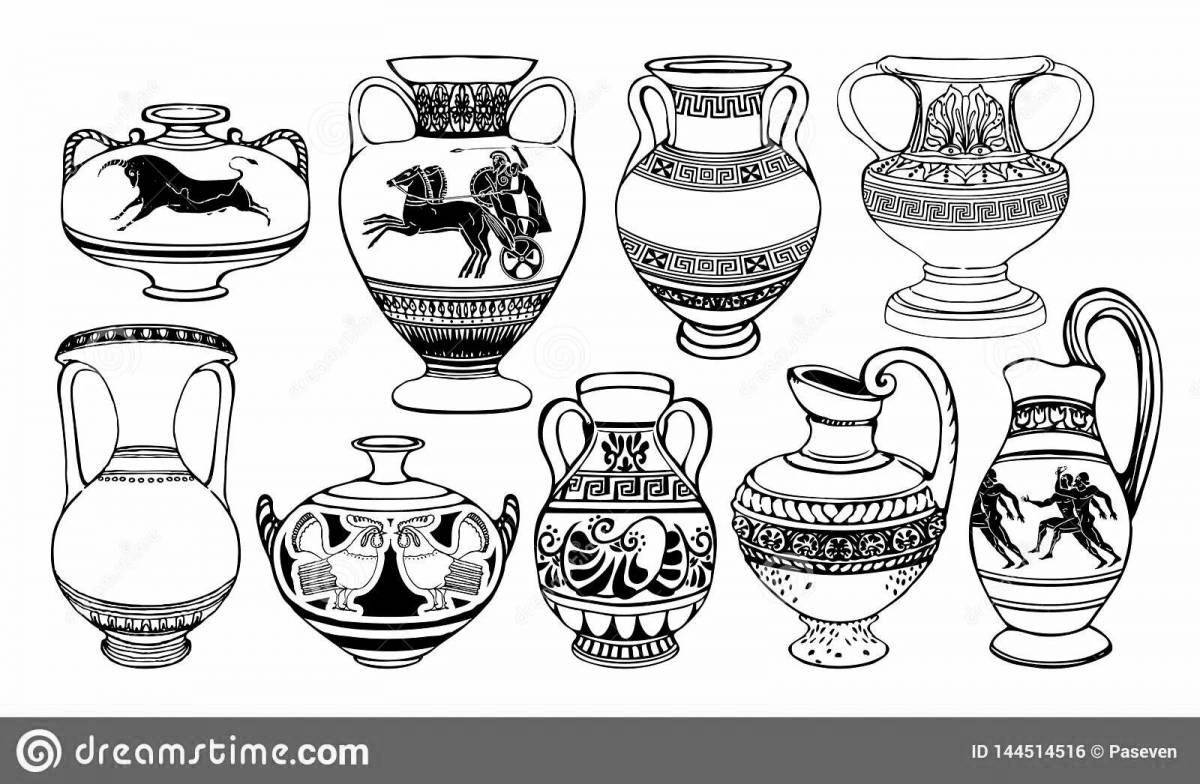 Фото Очаровательная древнегреческая ваза-раскраска