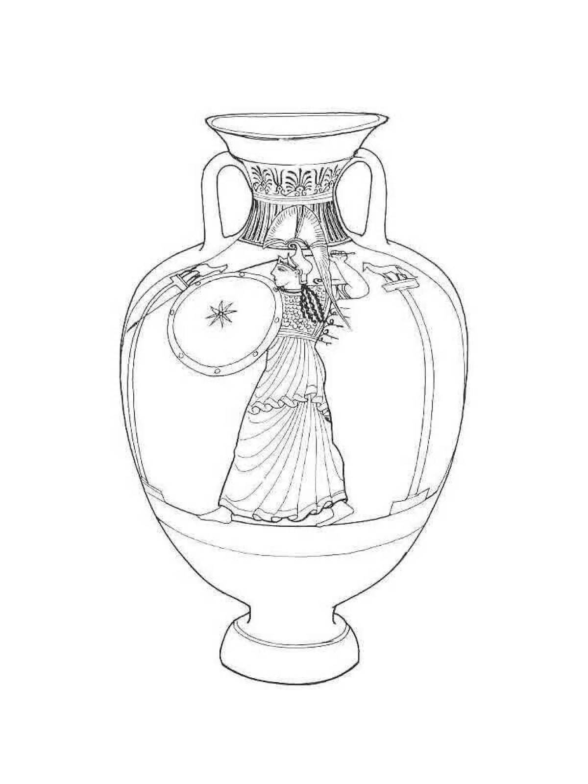 Фото Раскраска очаровательная древнегреческая ваза