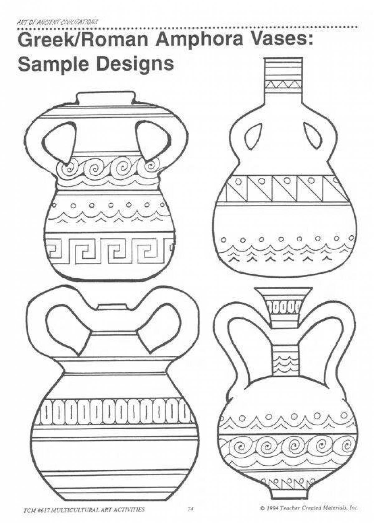 Фото Раскраска светящаяся древнегреческая ваза
