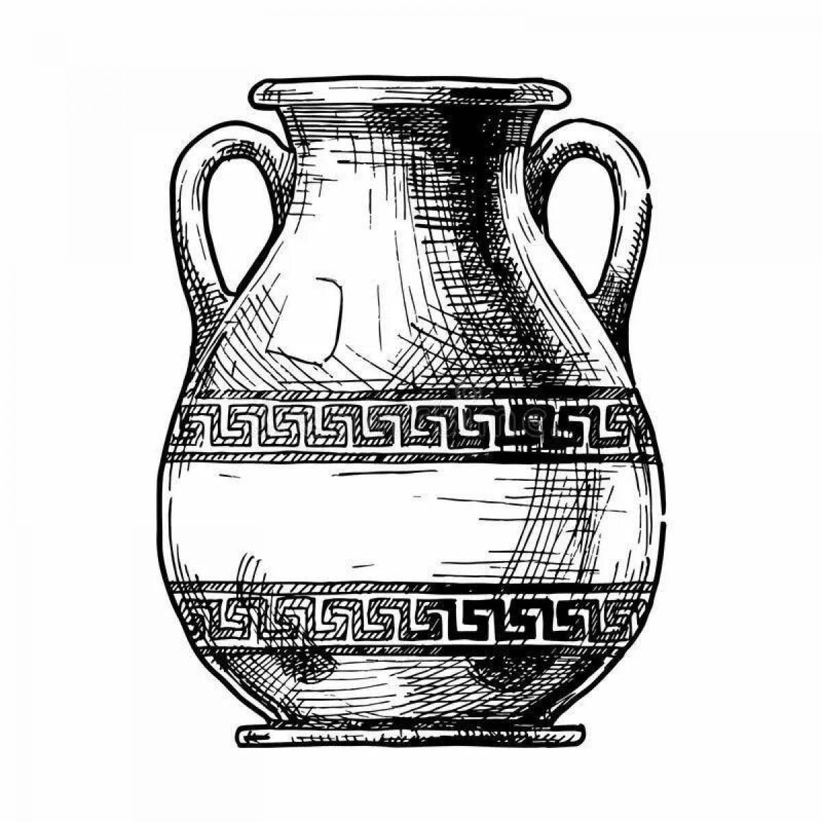 Фото Детализированная древнегреческая ваза раскраска