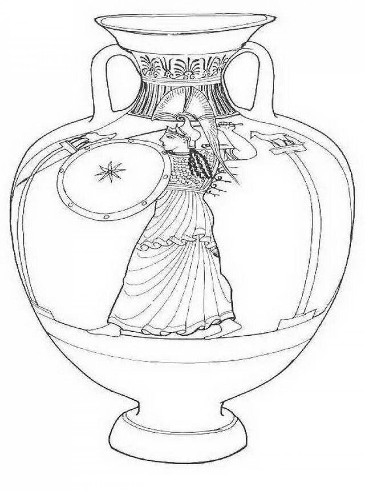 Фото Искусно детализированная древнегреческая ваза-раскраска