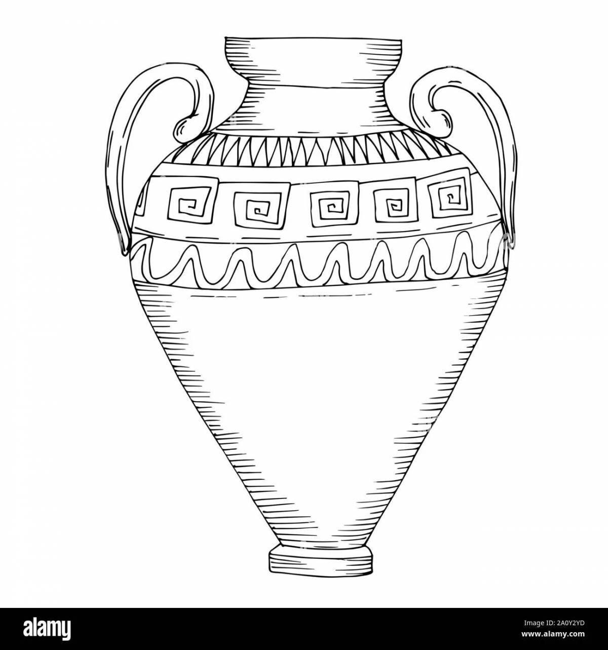 Фото Чудесно детализированная страница раскраски древнегреческой вазы