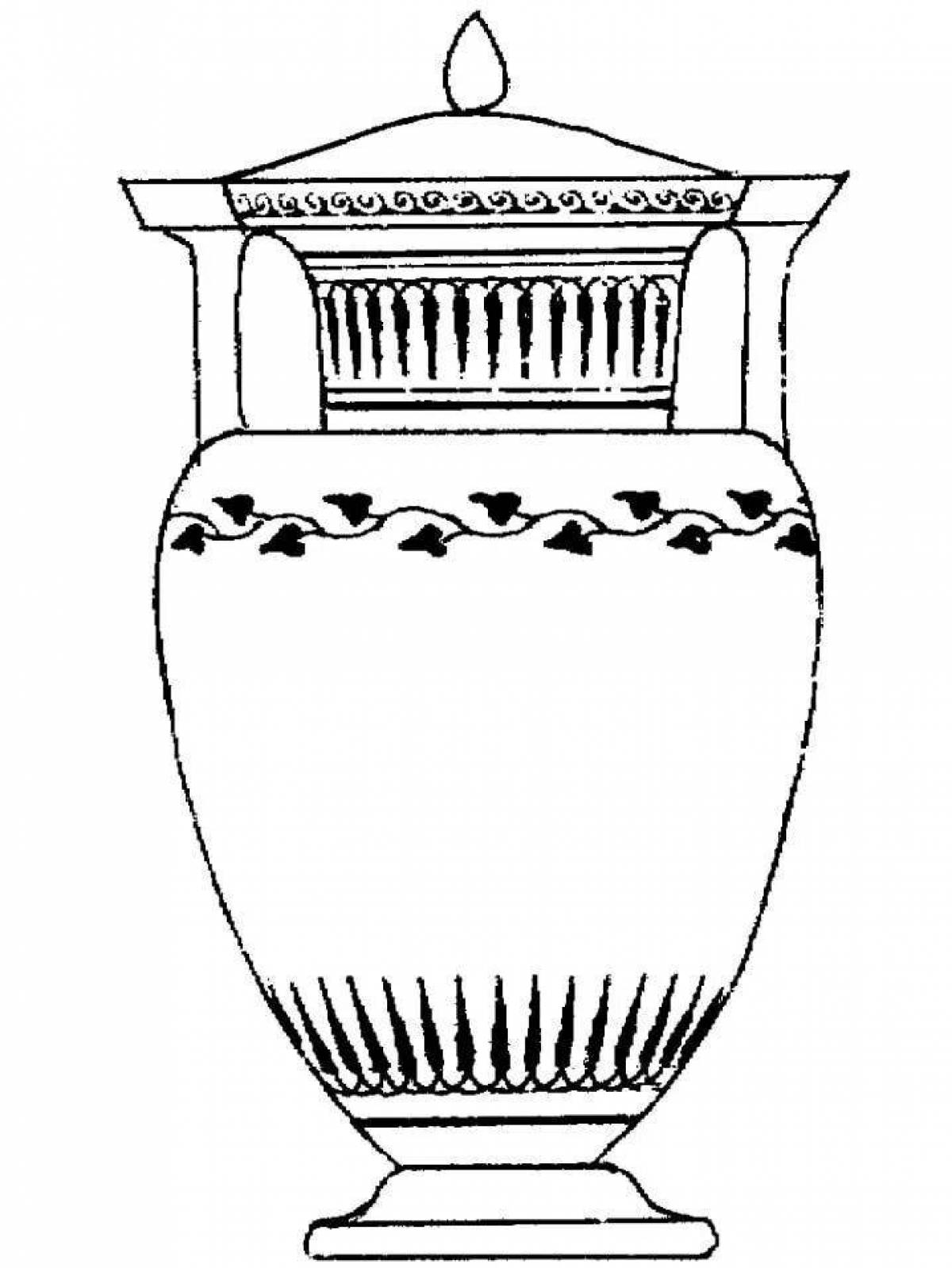 Фото Художественно детализированная древнегреческая ваза-раскраска
