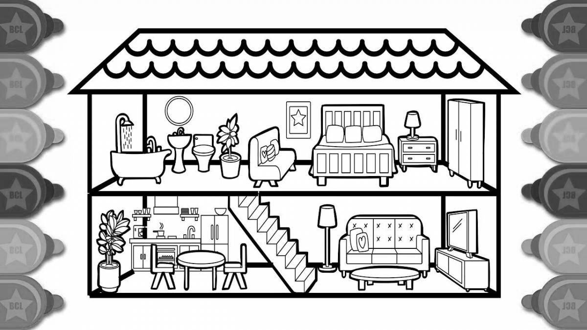 Luxury house inside coloring book