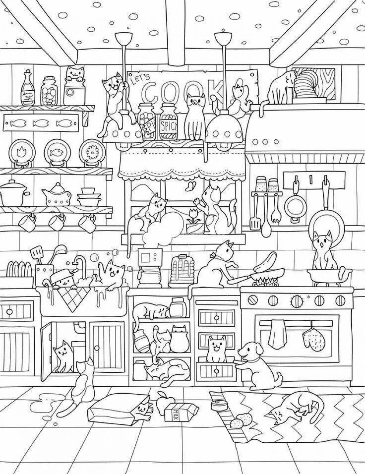Amazing house inside coloring page