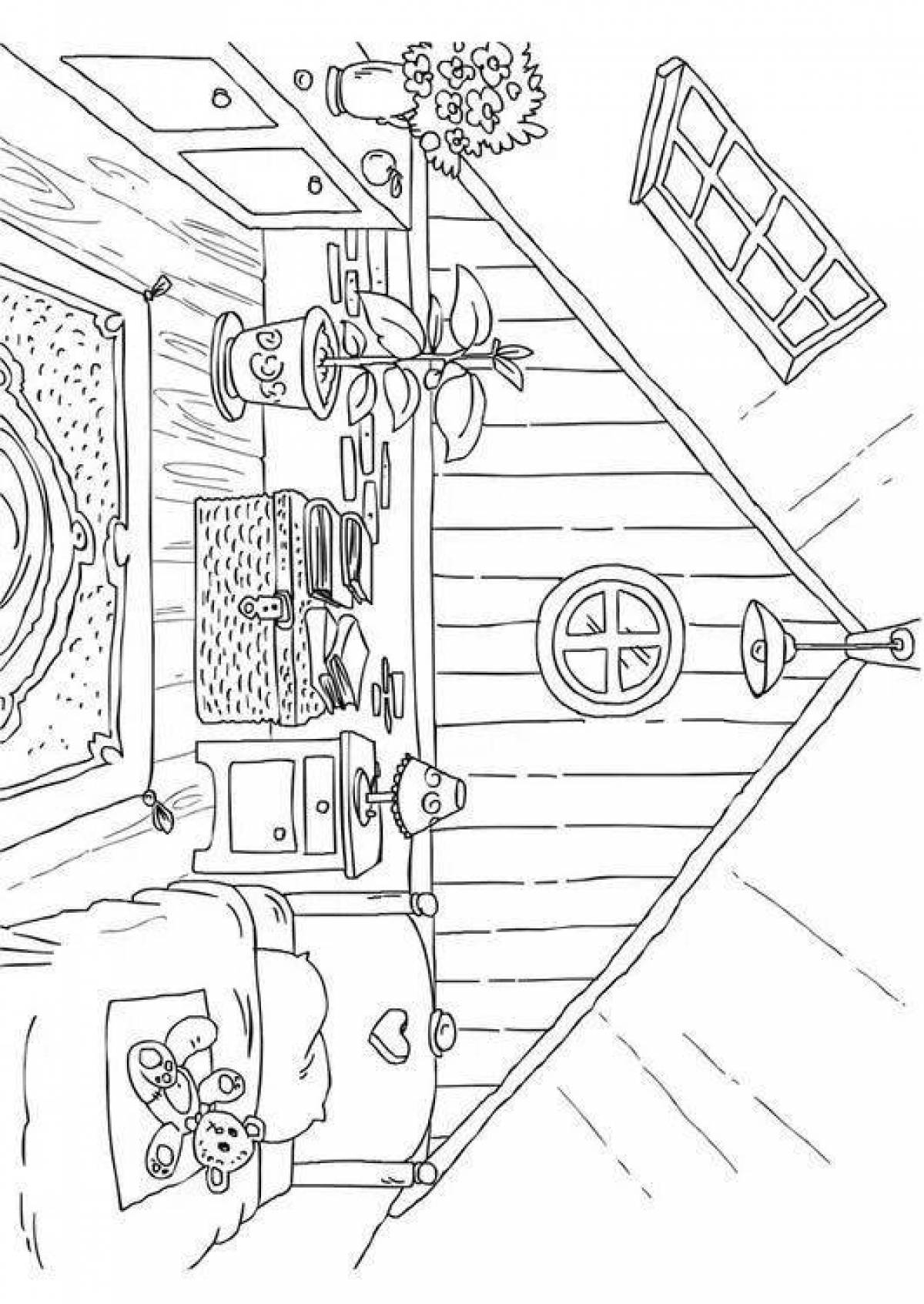 Sweet home inside the coloring page