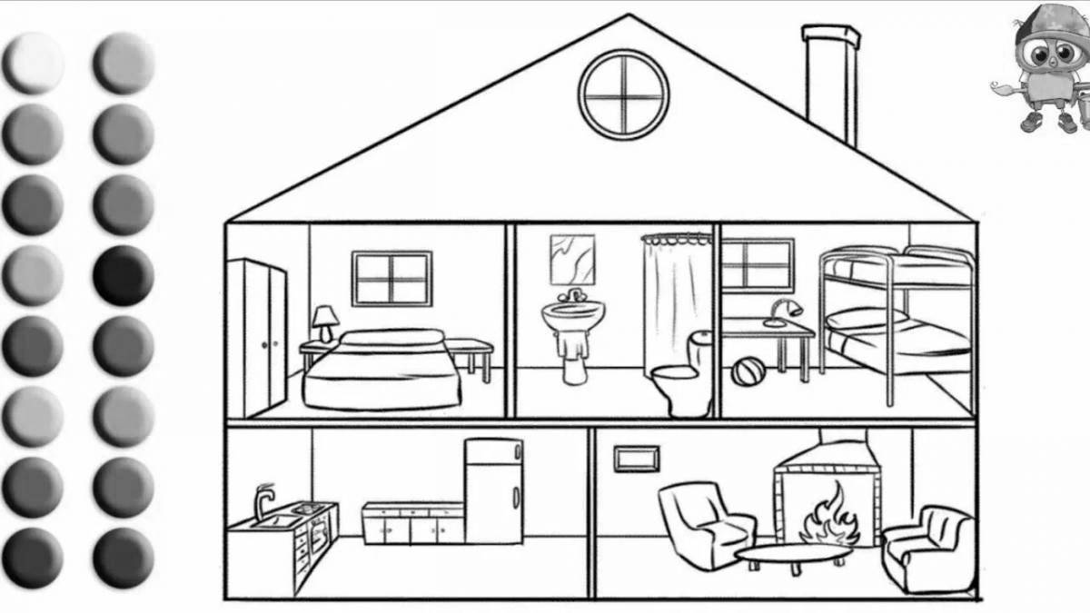 Fancy house coloring page inside