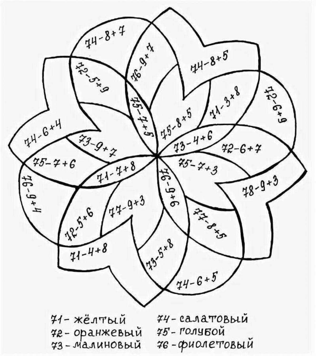 Detailed coloring of mathematical fractions
