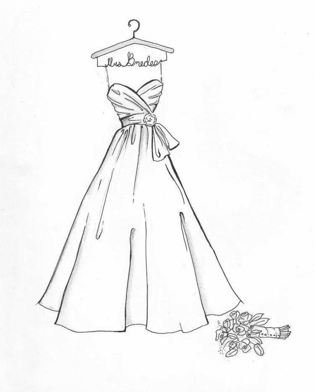 Элегантное свадебное платье-раскраска
