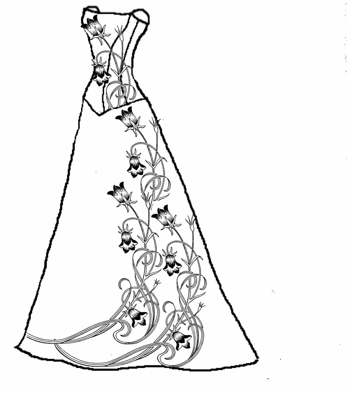 Роскошная раскраска свадебное платье