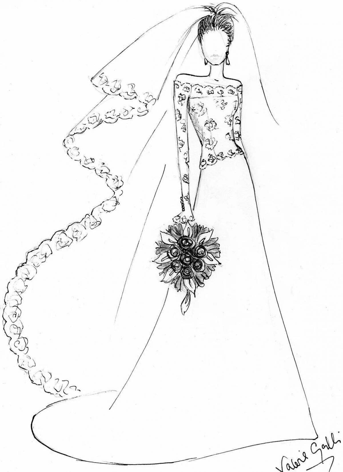 Фото Буйная раскраска свадебное платье