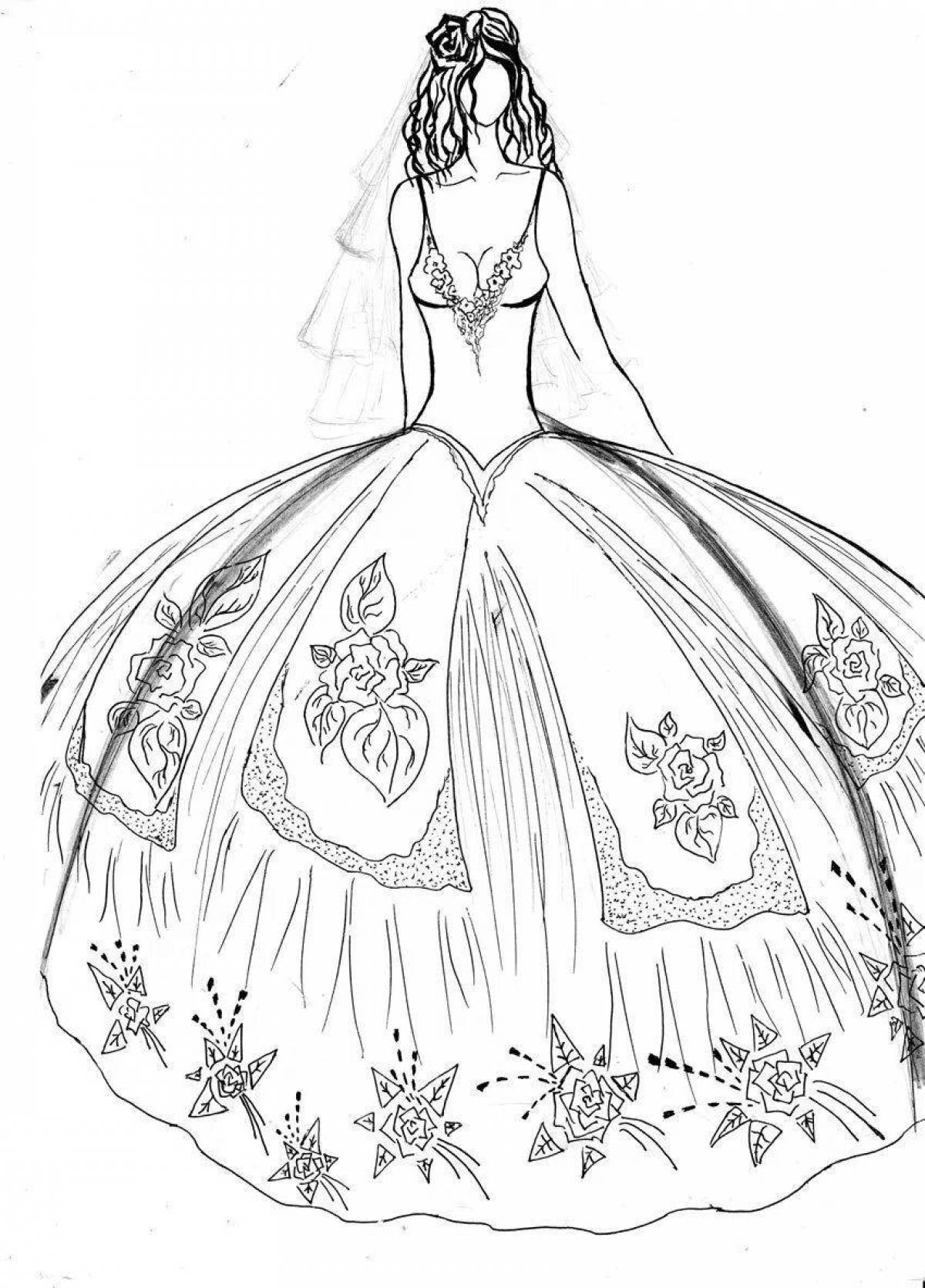 Фото Экзотическая раскраска свадебное платье