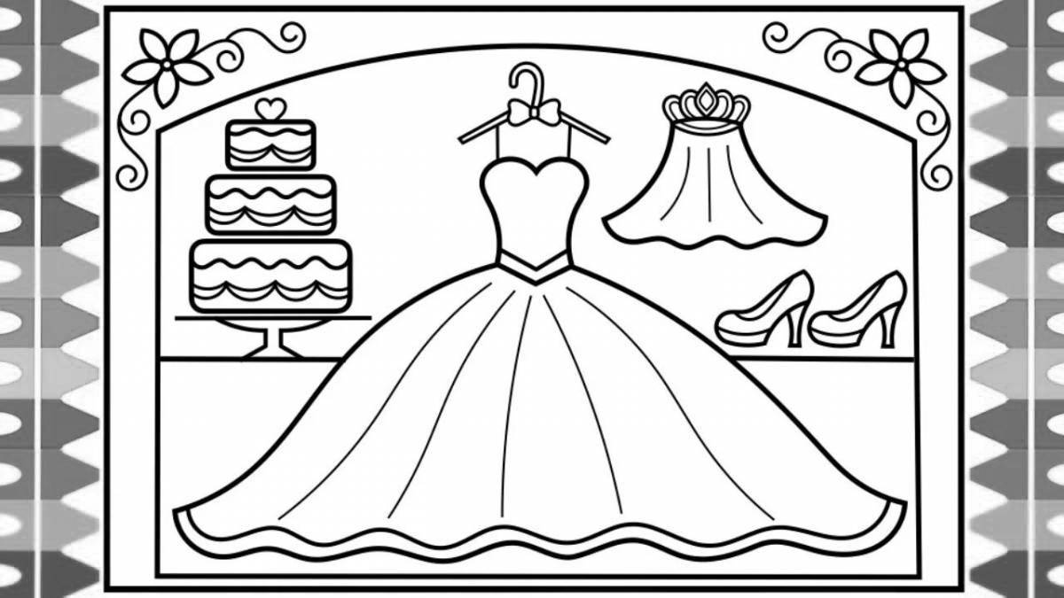 Фото Гламурная раскраска свадебное платье