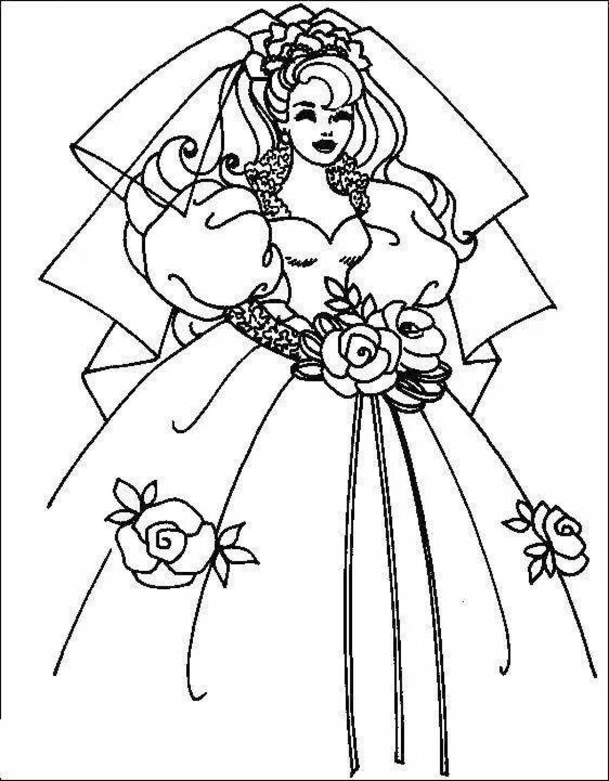 Фото Блестящая раскраска свадебное платье