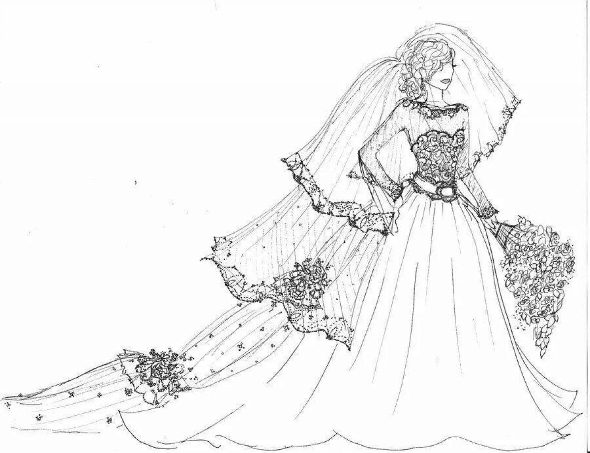 Фото Грандиозная раскраска свадебное платье