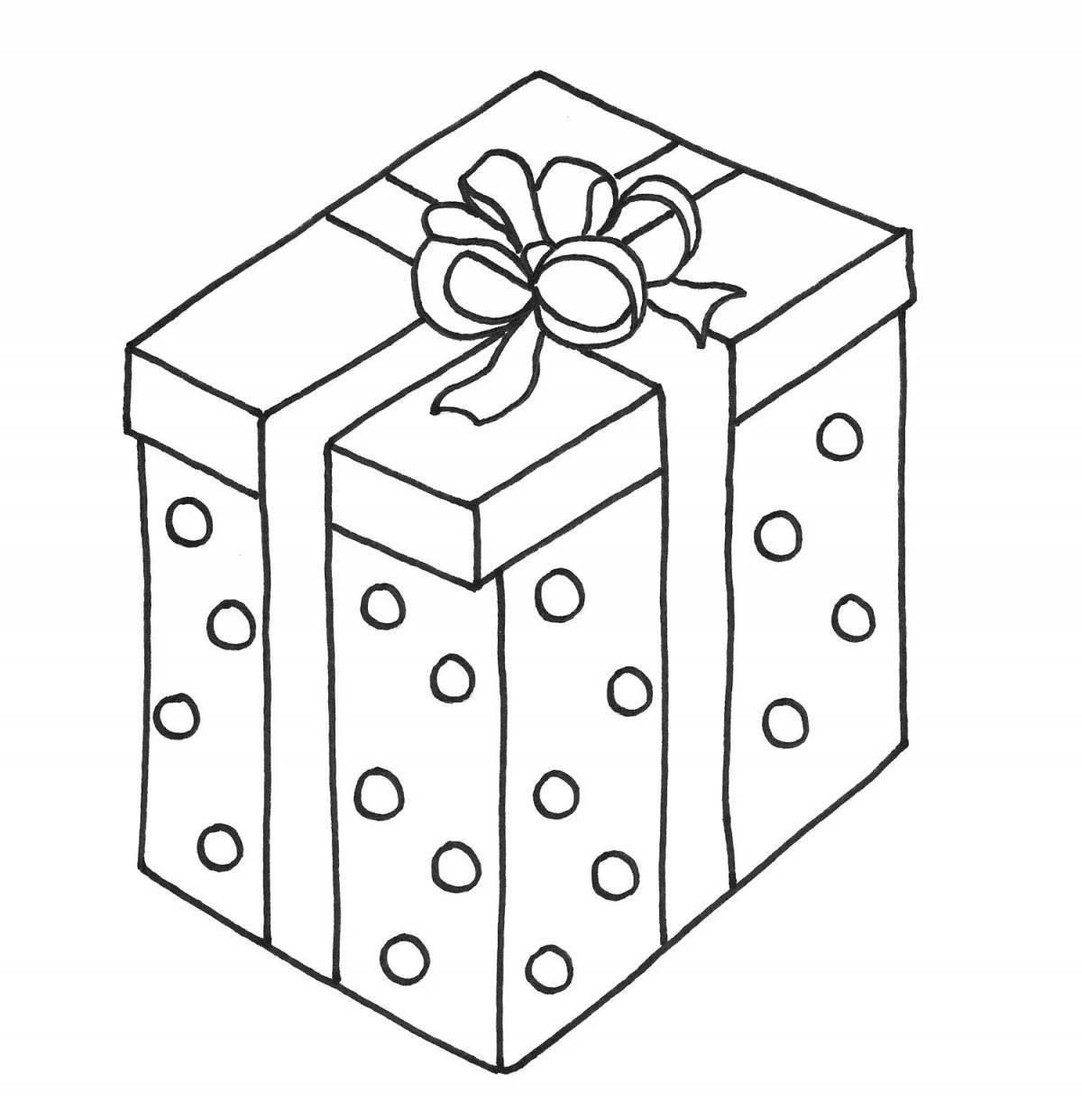 Glittering gift box coloring page