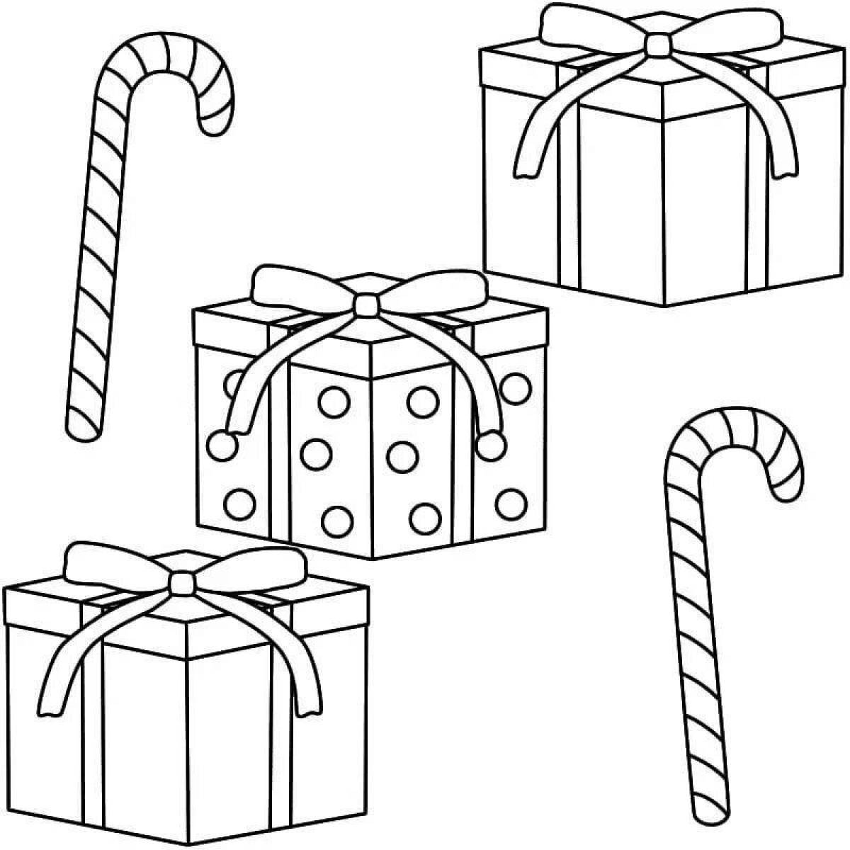 Tempting gift box coloring page