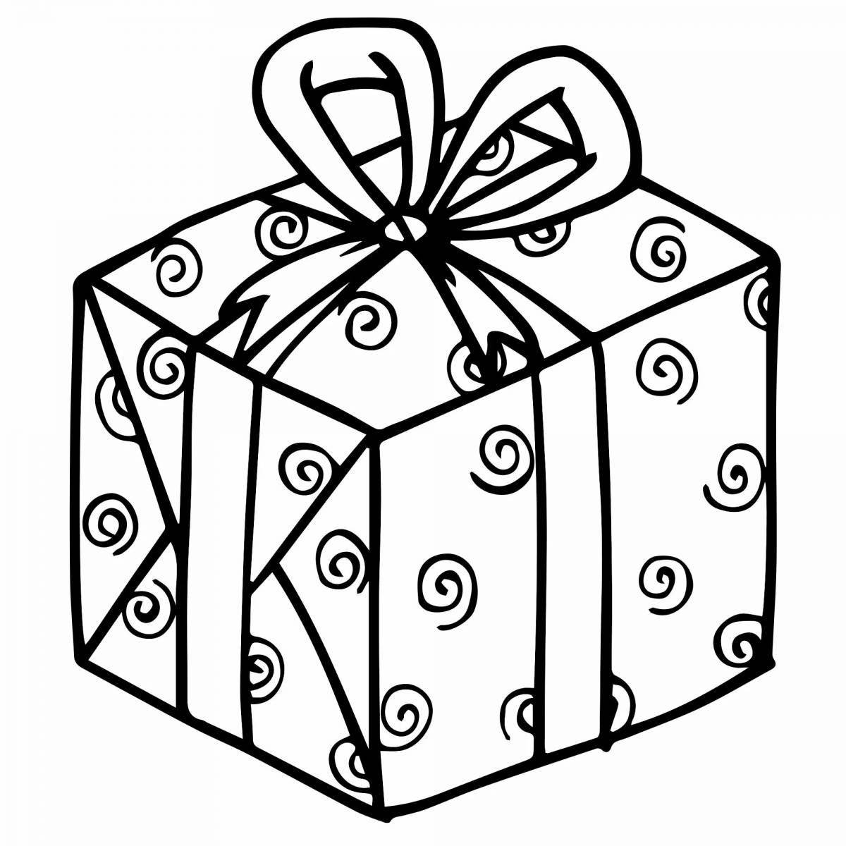 Playful gift box coloring page