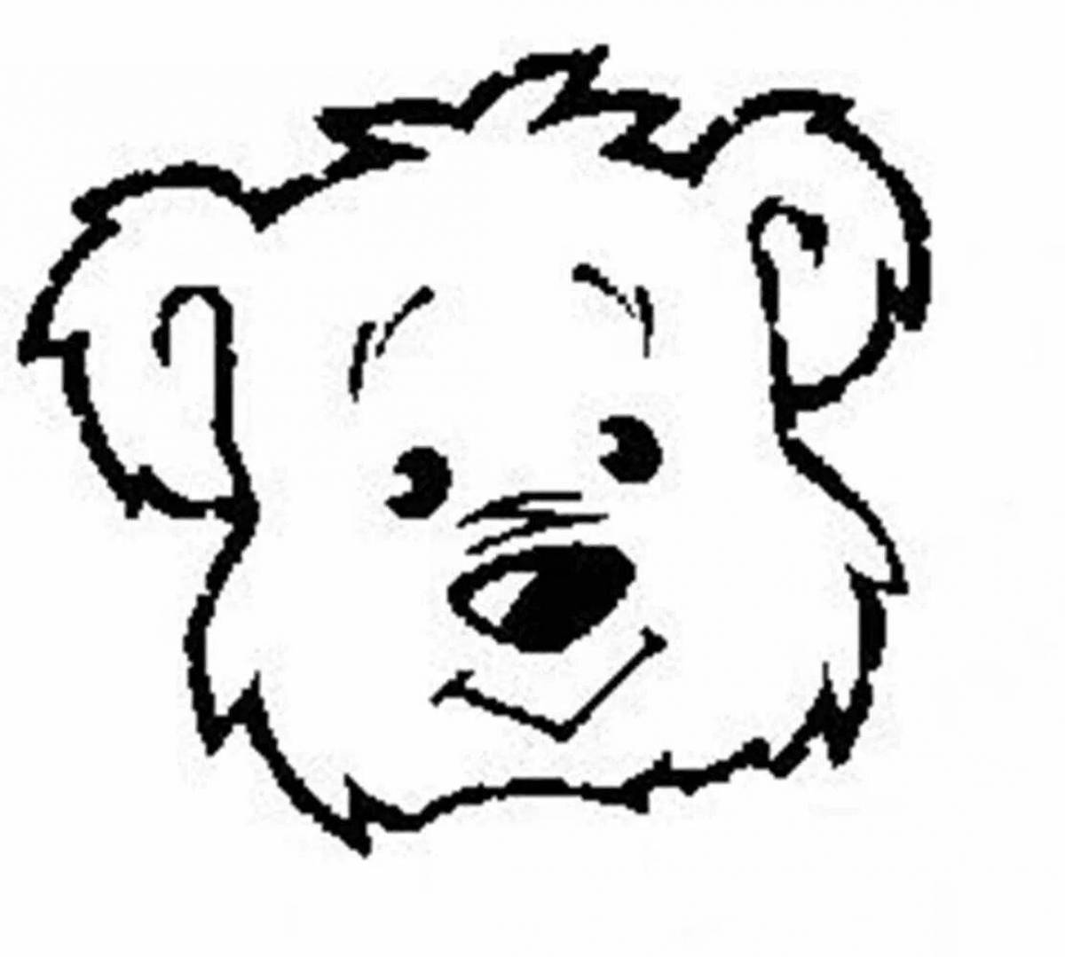 Раскраска голова игривого медведя