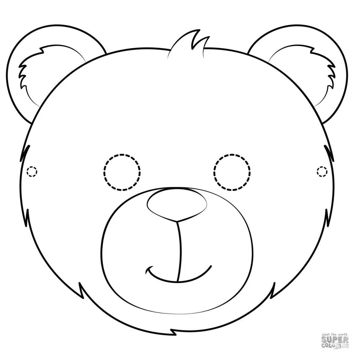 Coloring head of a joyful bear