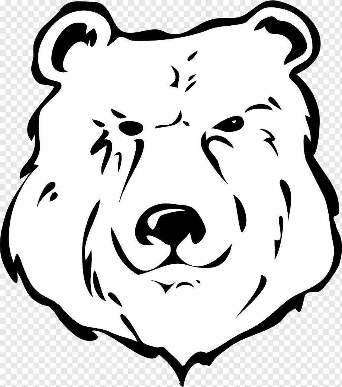 Раскраска голова радостного медведя