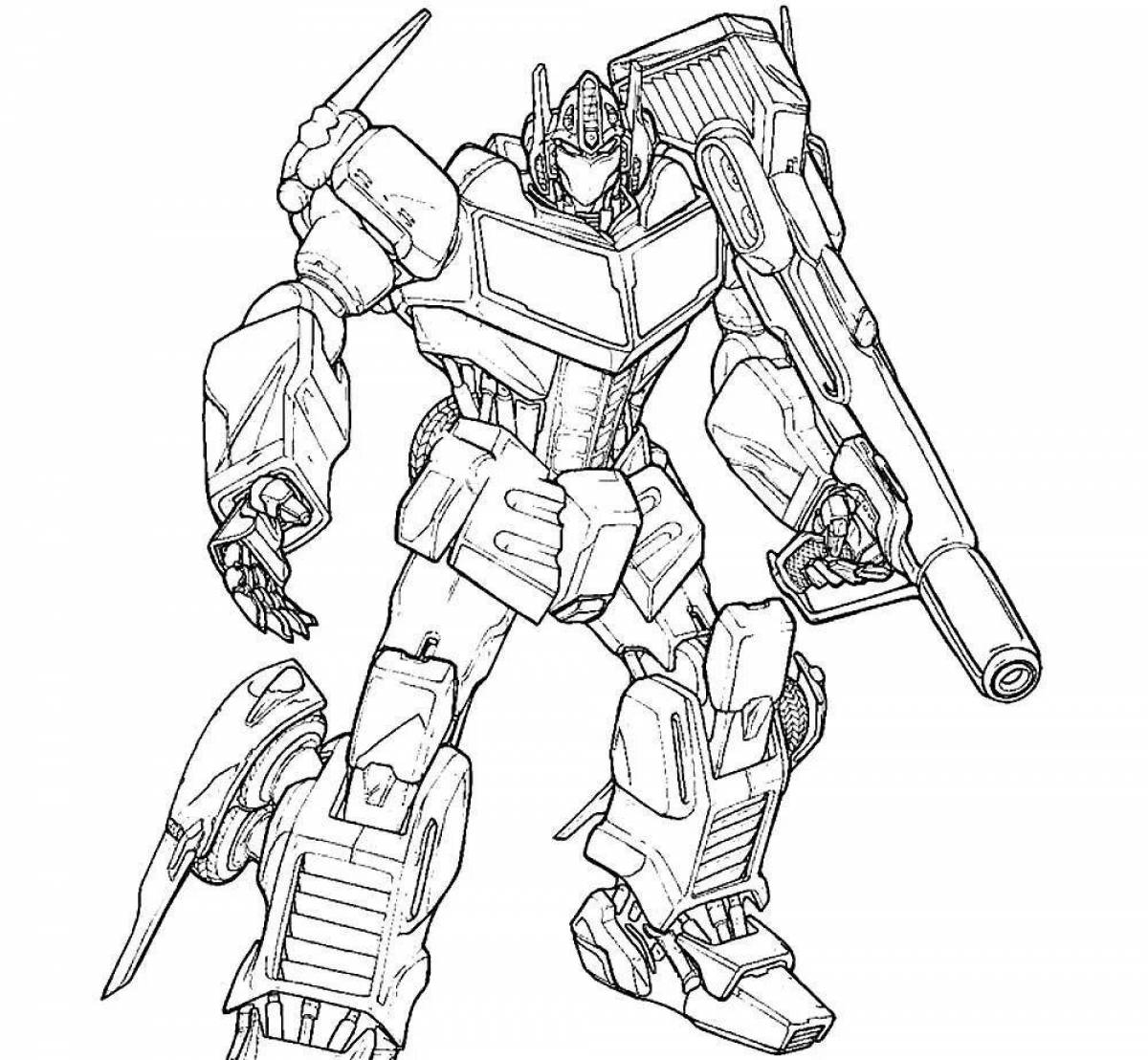Optimus robot's exciting coloring page
