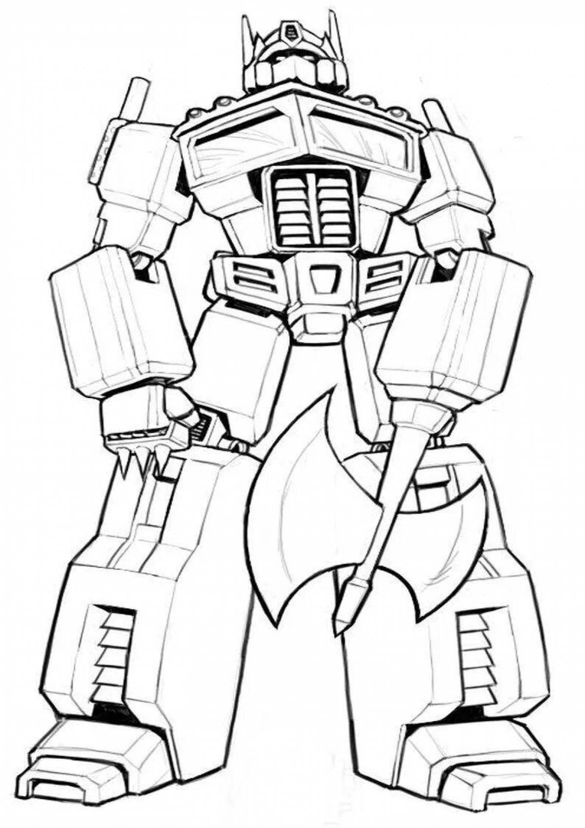 Optimus robot colorful expressive coloring page