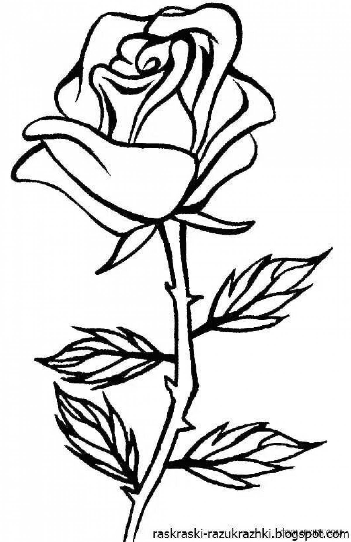 Elegant coloring picture of a rose
