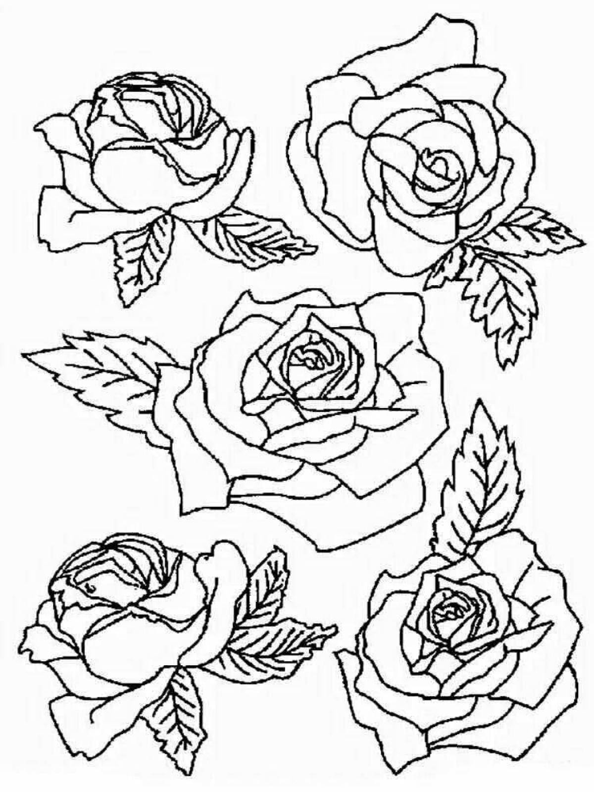 Artistic coloring drawing of a rose
