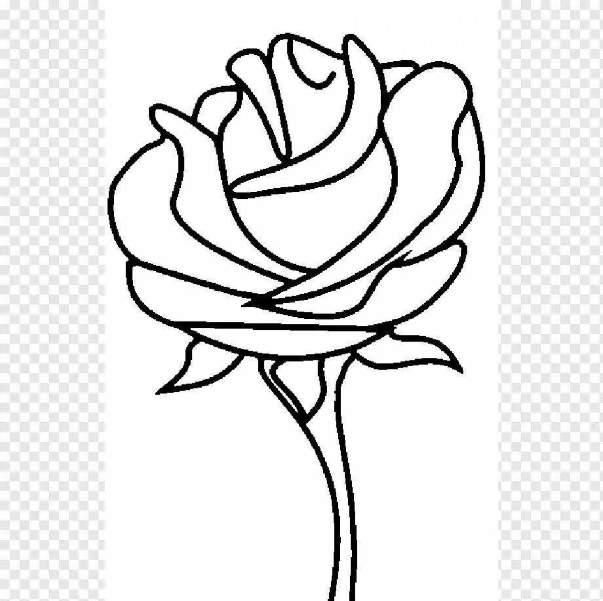 Exotic coloring drawing of a rose