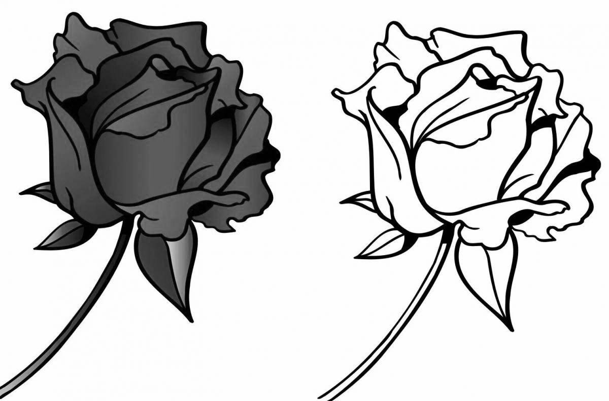 Beautiful coloring picture of a rose