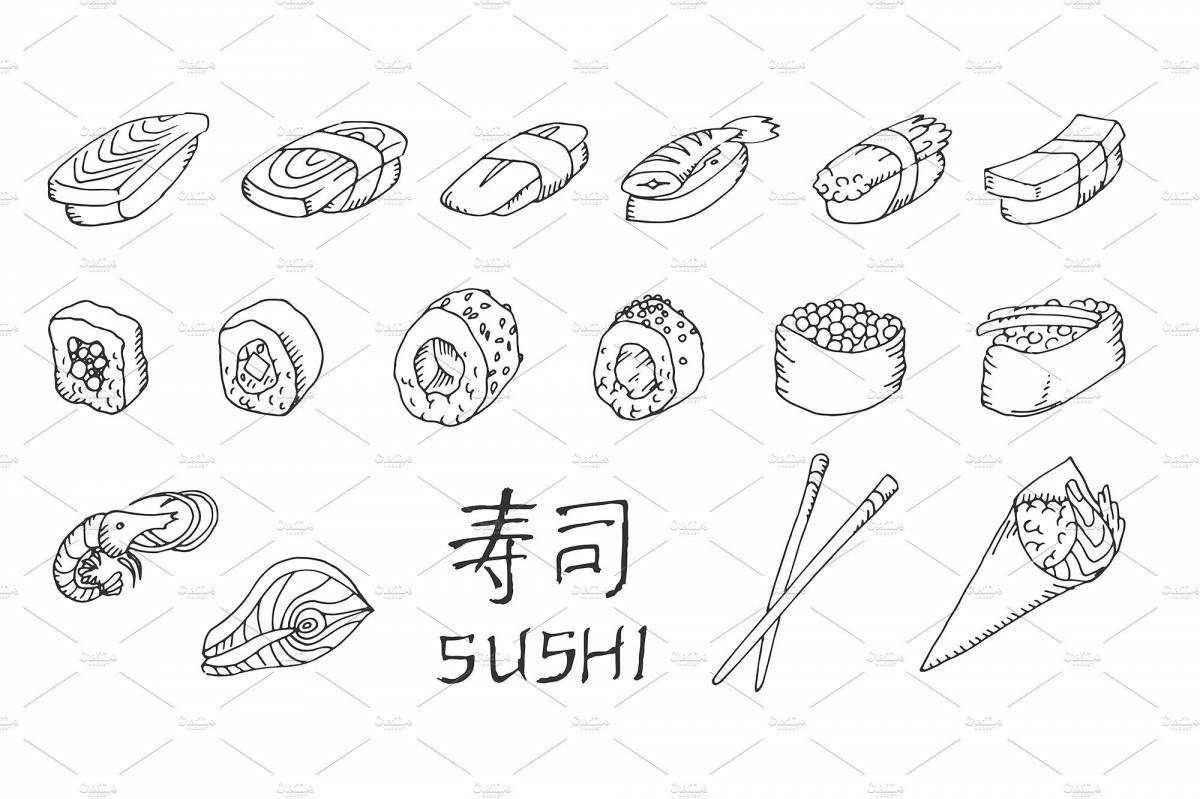 Фото Раскраска освежающие суши-роллы