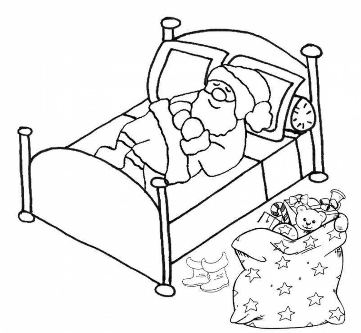 Раскраска очаровательная кукла с кроватью