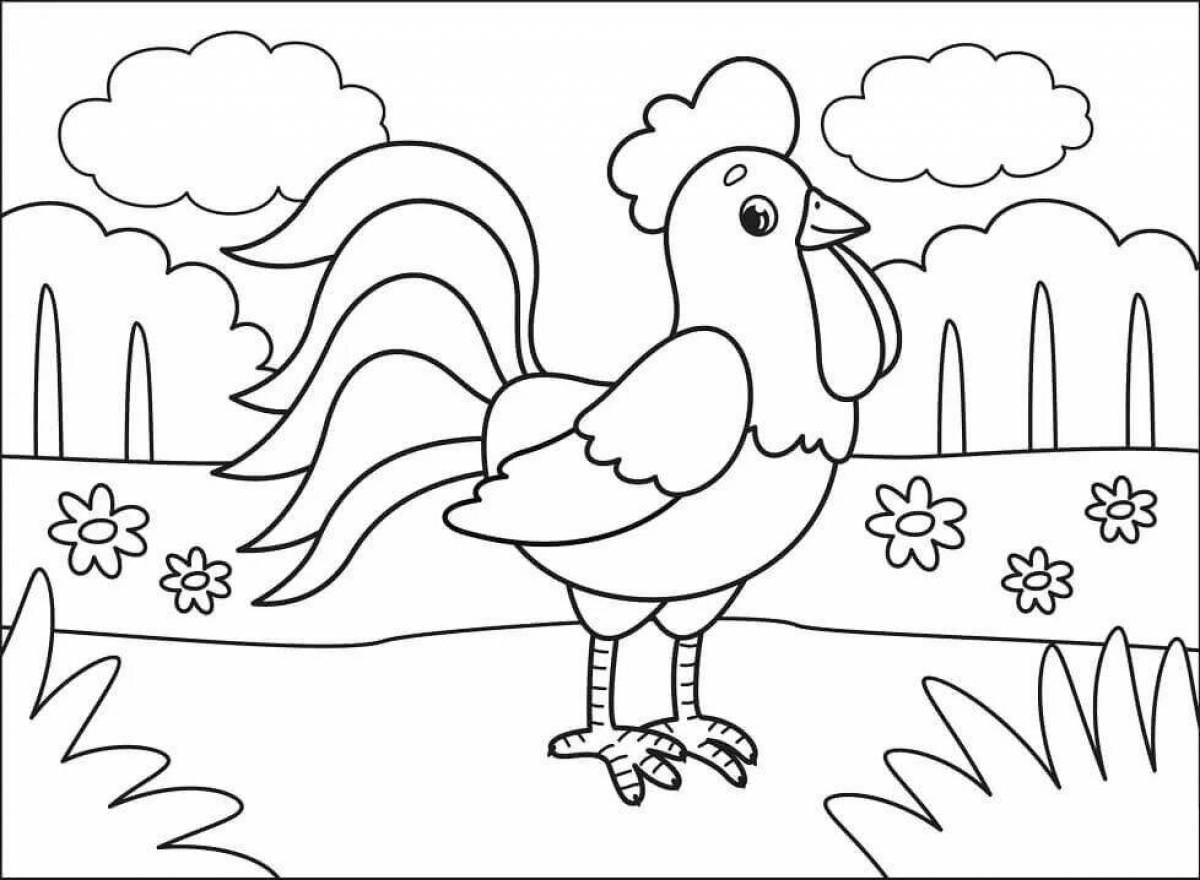 Coloring joyful rooster by numbers