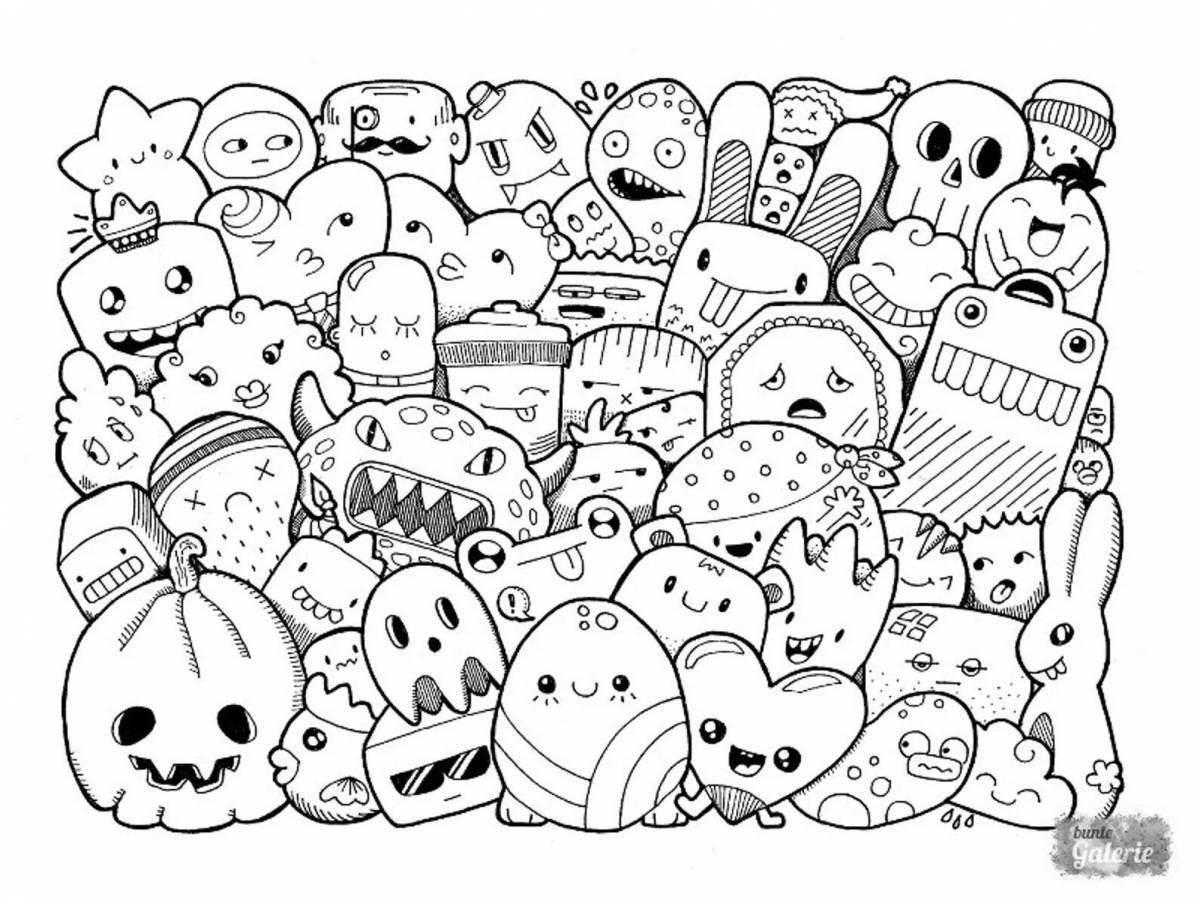 Coloring page cute cute monster