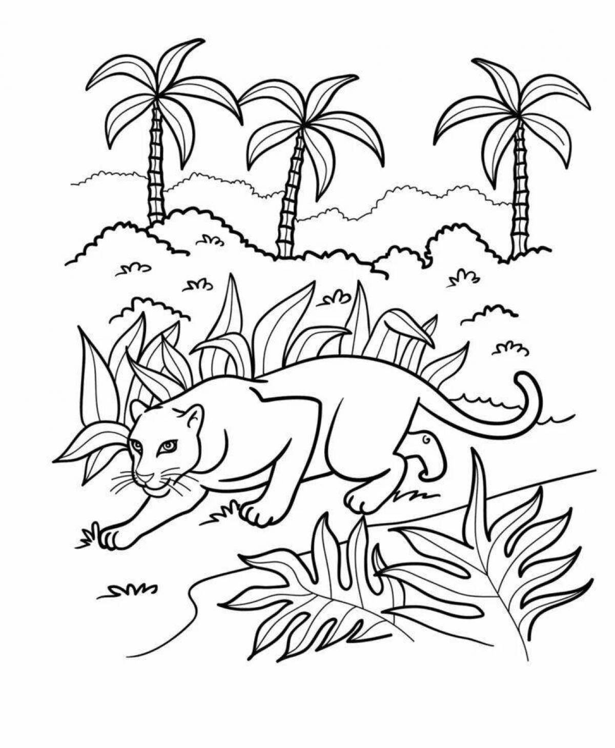 Coloring funny jungle animals