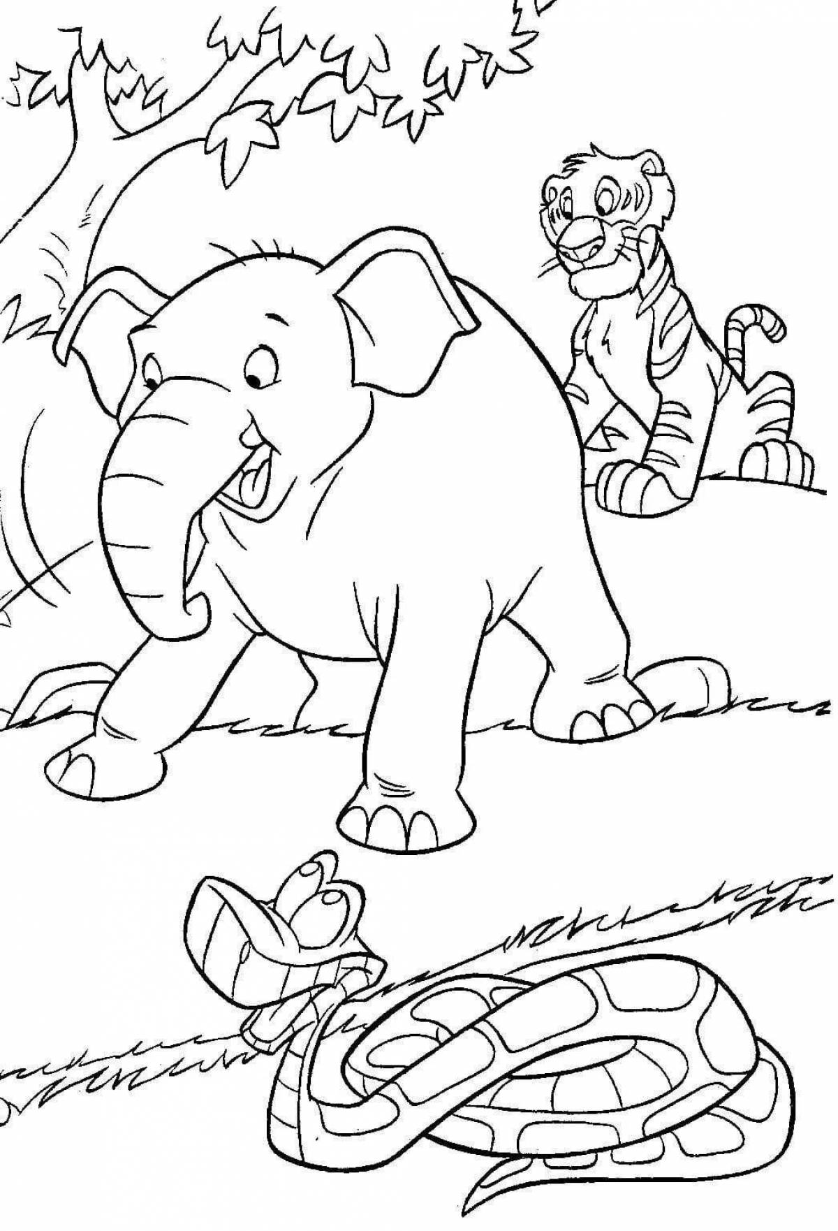 Gorgeous jungle animals coloring book