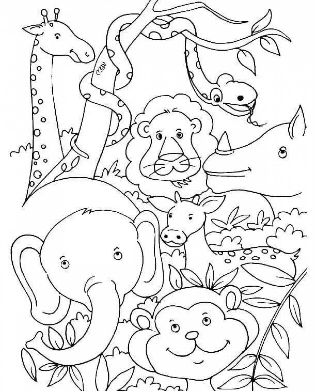 Wonderful jungle animals coloring book