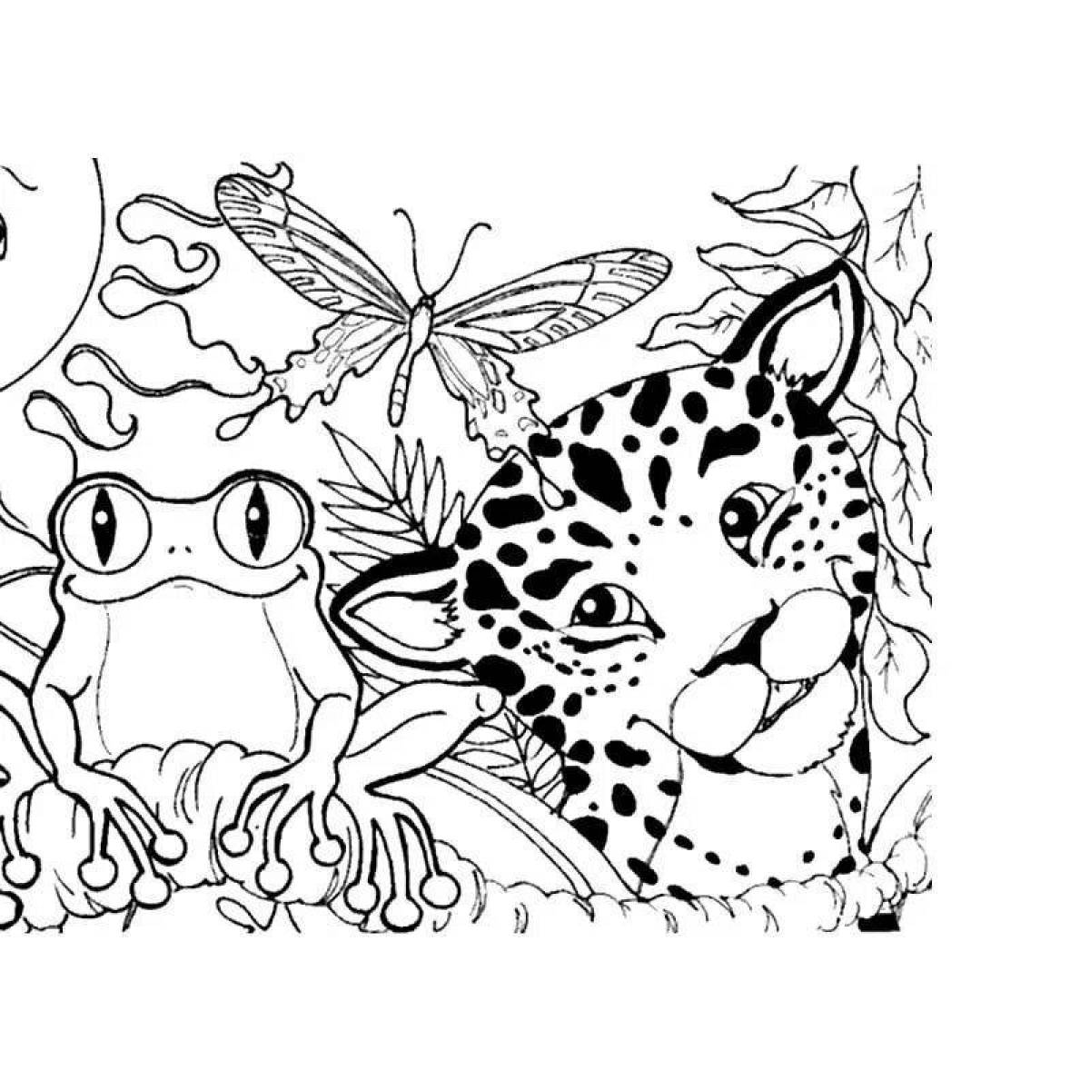 Раскраска сказочные животные джунглей