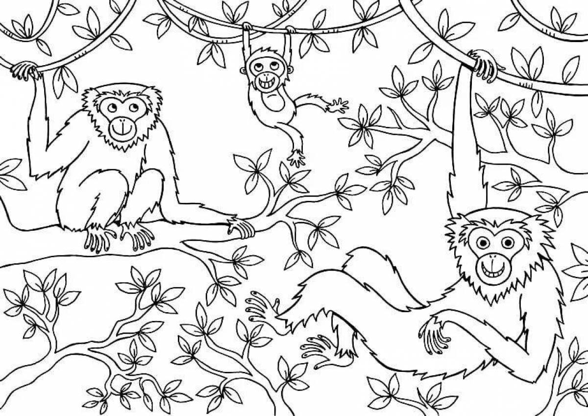 Fine jungle animals coloring book