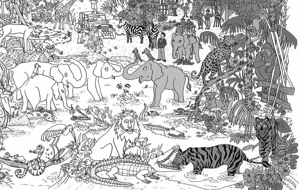 Beautiful jungle animal coloring pages