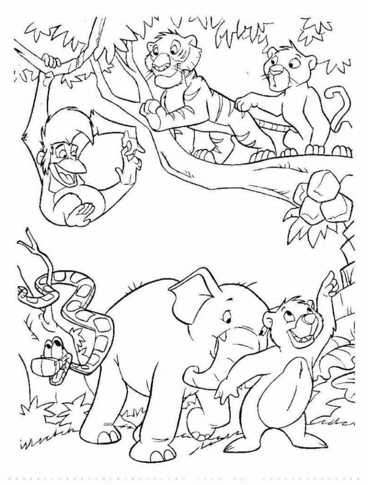 Glowing jungle animals coloring book
