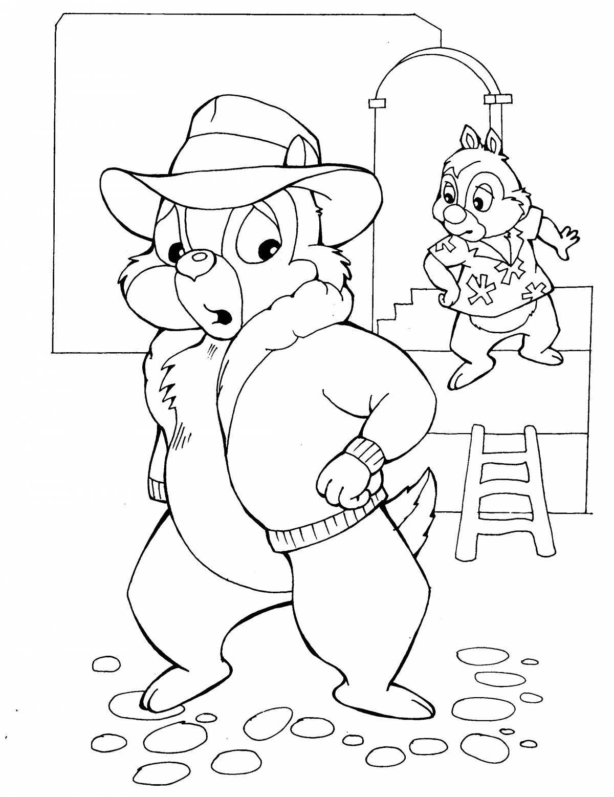 Playful chip and dale coloring page