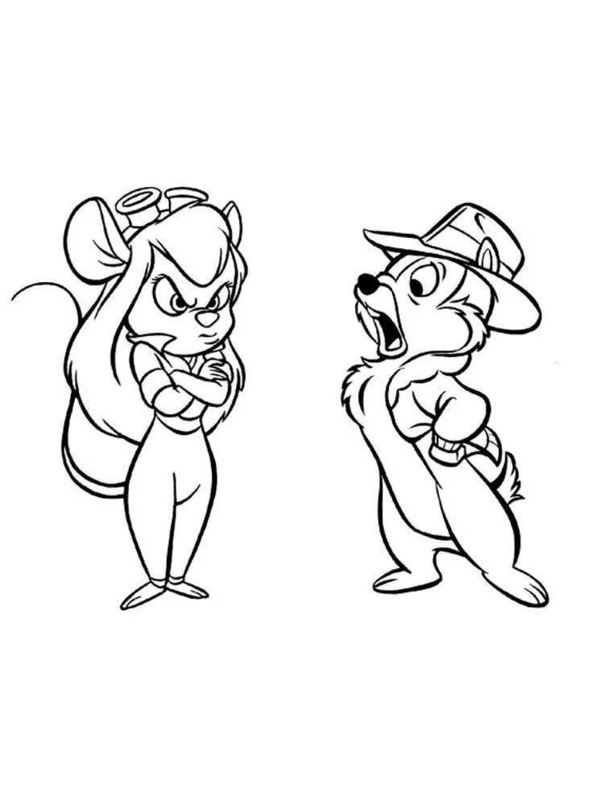 Cute chip and dale coloring page