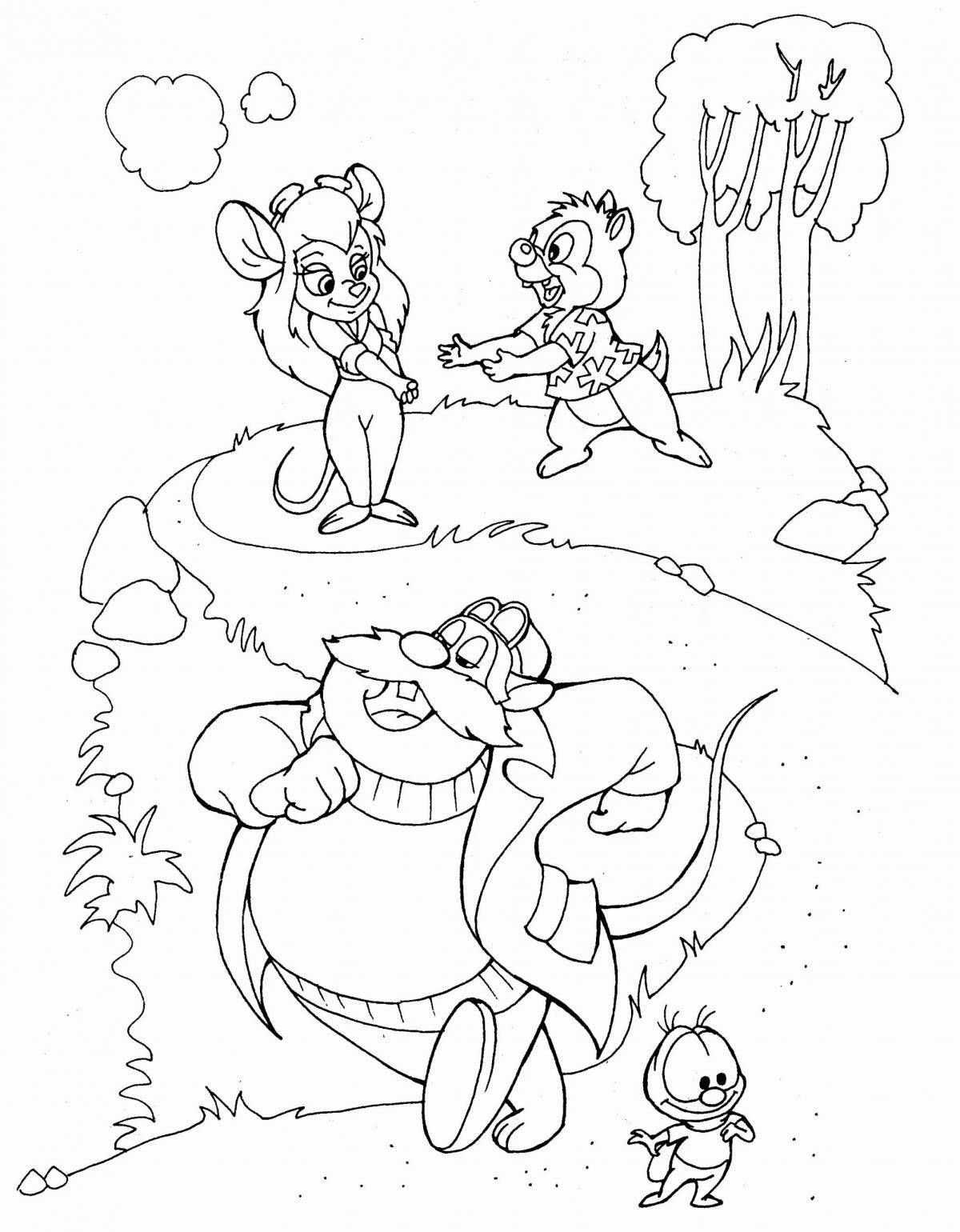 Attractive chip and dale coloring page