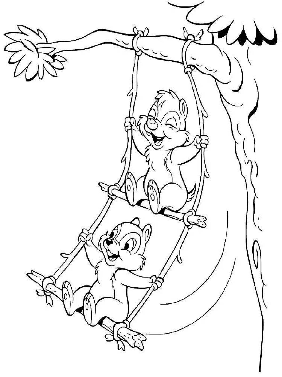 Charming chip and dale coloring page
